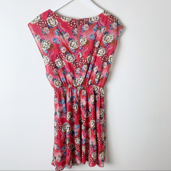 Alice & Olivia Floral Printed Red Silk Blend Dress - Picture 2 of 4